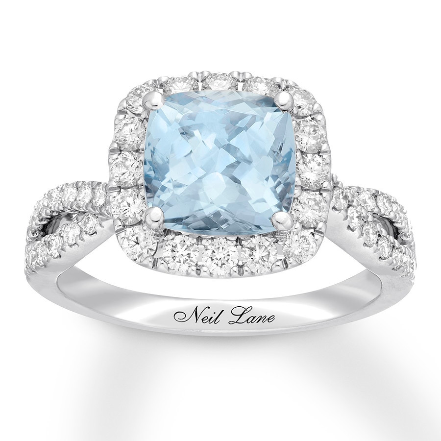 Aquamarine Wedding Band
 Neil Lane Aquamarine Engagement Ring 7 8 cttw Diamonds 14K