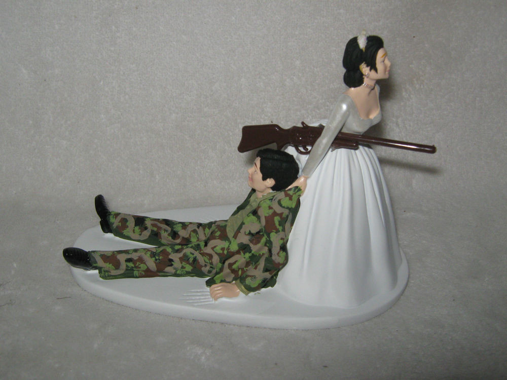 Army Wedding Cake Toppers
 Military Wedding Party Custom Cake Topper Camo Hunter