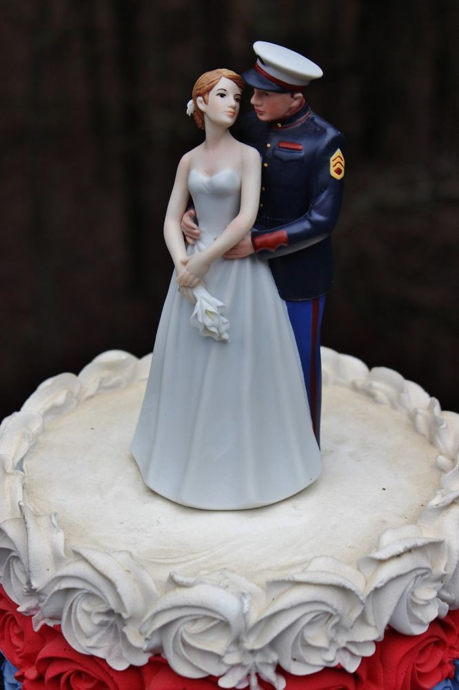 Army Wedding Cake Toppers
 Military Marine Corps USMC wedding cake topper ur hair