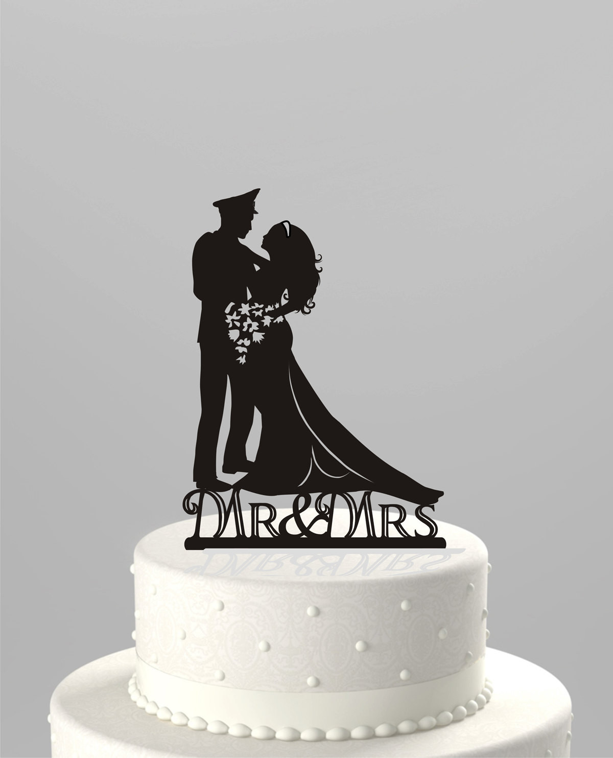 Army Wedding Cake Toppers
 Wedding Cake Topper Silhouette Military Groom & Bride Acrylic