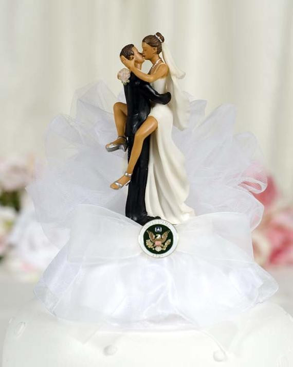 Army Wedding Cake Toppers
 Military y African American Cake Topper by