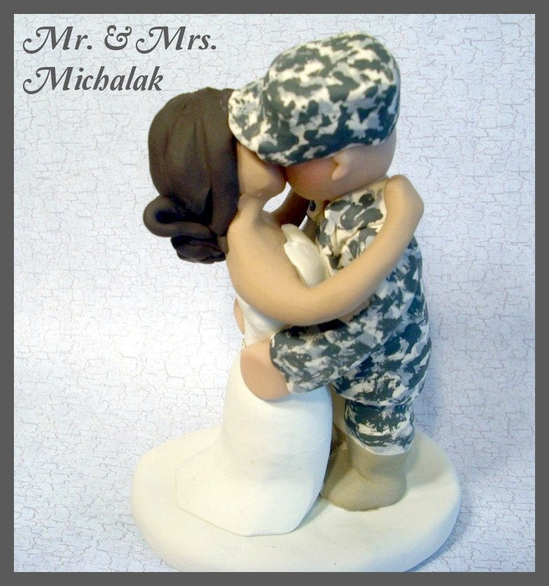 Army Wedding Cake Toppers
 Military Wedding Cake Topper Kiss by gingerbabies on Etsy
