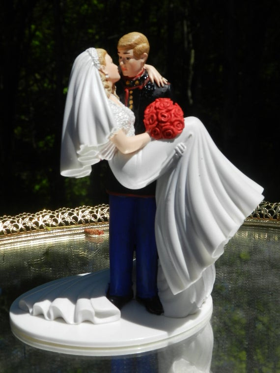 Army Wedding Cake Toppers
 US Military Marine Corps Wedding Cake Topper kiss groom
