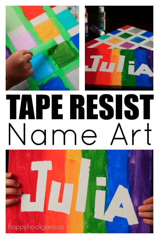 Art Project Ideas For Toddlers
 Tape Resist Name Art For Kids of All Ages