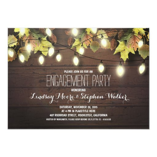 Autumn Engagement Party Ideas
 string of lights fall engagement party invitation