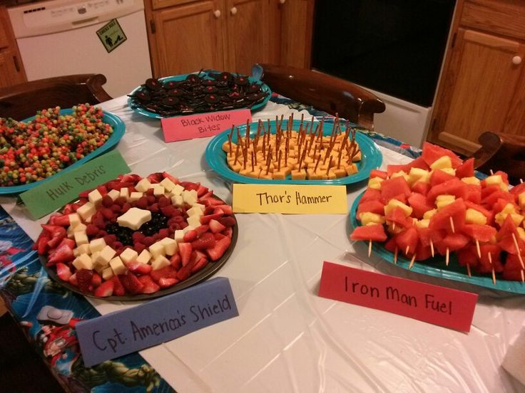 Avengers Party Food Ideas
 Fruit Platters can use Captain America sheild idea