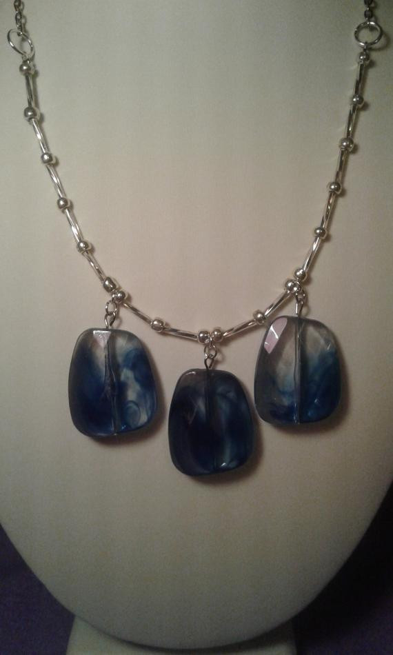 Average Necklace Length
 Triple blue swirl necklace women average length