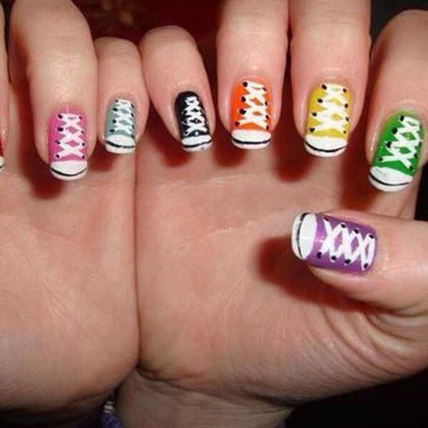 Awesome Nail Art
 Awesome nail art cute idea to do converse shoes