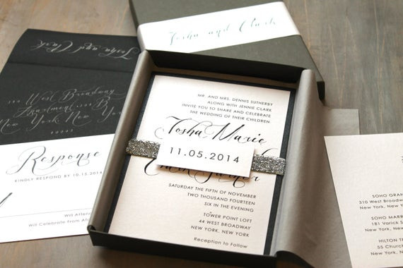 Awesome Wedding Invitations
 Modern Script Wedding Invitations Elegant Boxed Wedding