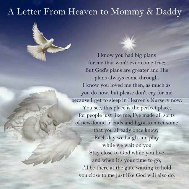 Baby Angel In Heaven Quotes
 A Letter From Heaven to Mommy & Daddy memorial quote