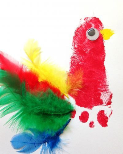 Baby Arts And Crafts
 Colourful parrot footprint keepsake craft for baby or