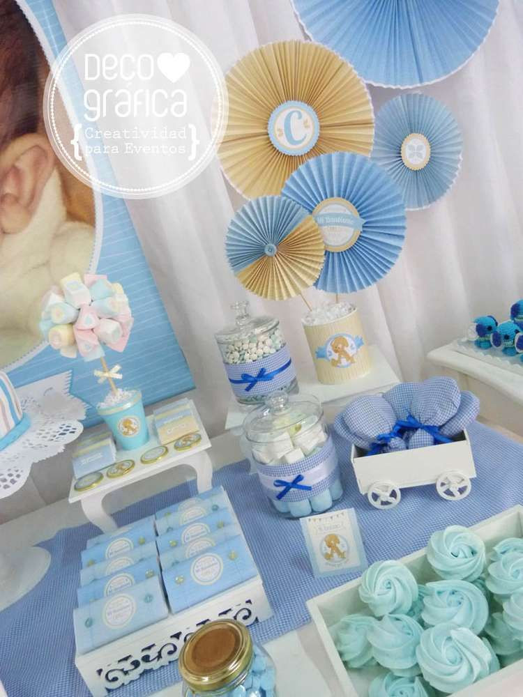 Baby Baptism Party
 Cream & Light Blue Baptism Party Ideas