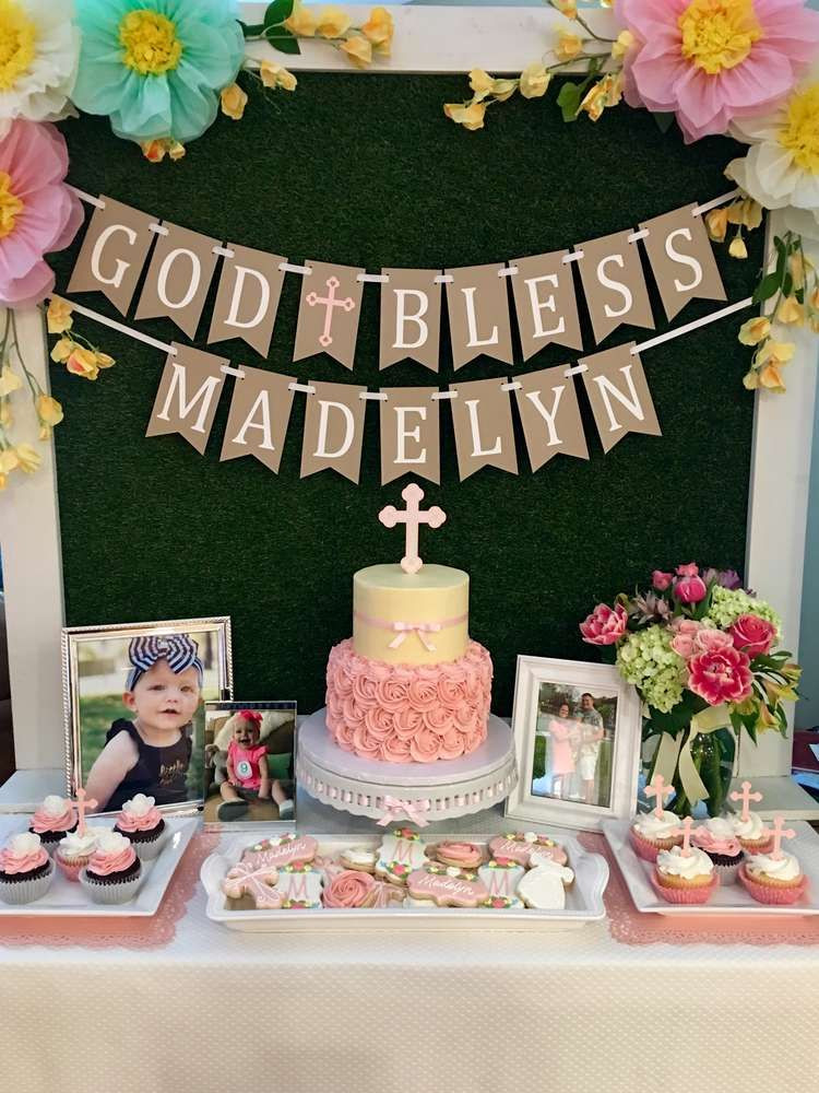 Baby Baptism Party
 What a pretty rustic Baptism Party Love the cake See