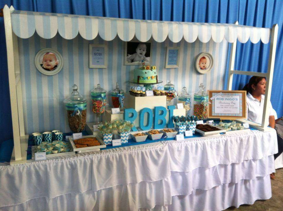 Baby Baptism Party
 Baby boy blue Baptism Party Ideas 1 of 5