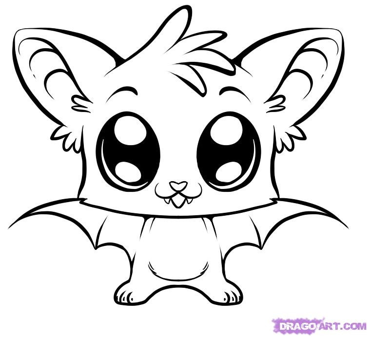 Baby Bat Coloring Pages
 Step 6 How to Draw a Cute Bat