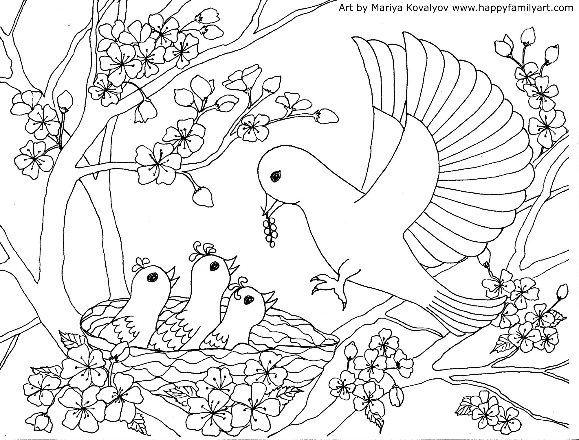 Baby Bird Coloring Pages
 Happy Family Art original and fun coloring pages