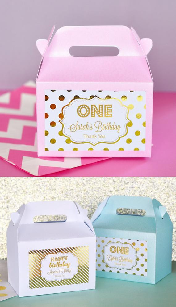 Baby Birthday Party Favors
 1st Birthday Party Favors Boxes Pink and Gold 1st Birthday