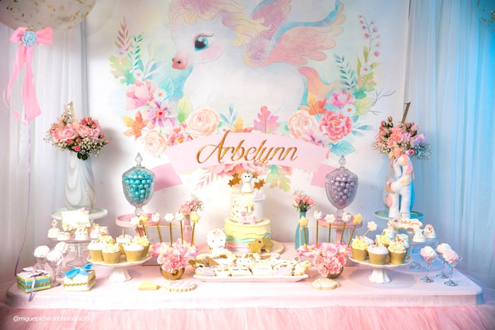 Baby Birthday Party Supplies
 Kara s Party Ideas Baby Unicorn 1st Birthday Party