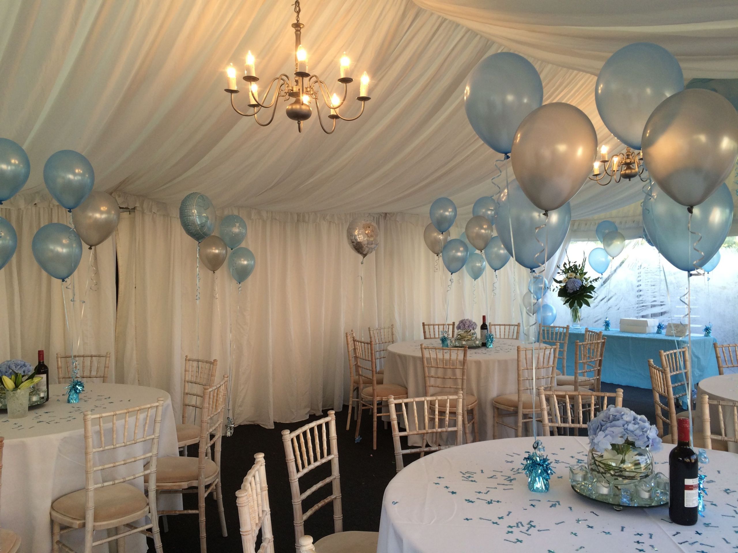 Baby Boy Baptism Decoration Ideas
 plementary floor and table balloon decorations all
