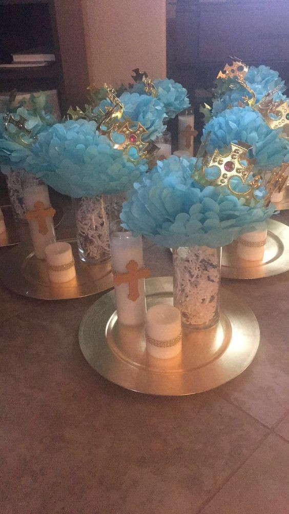 Baby Boy Baptism Decoration Ideas
 These baptism centerpieces are adorable and look very easy