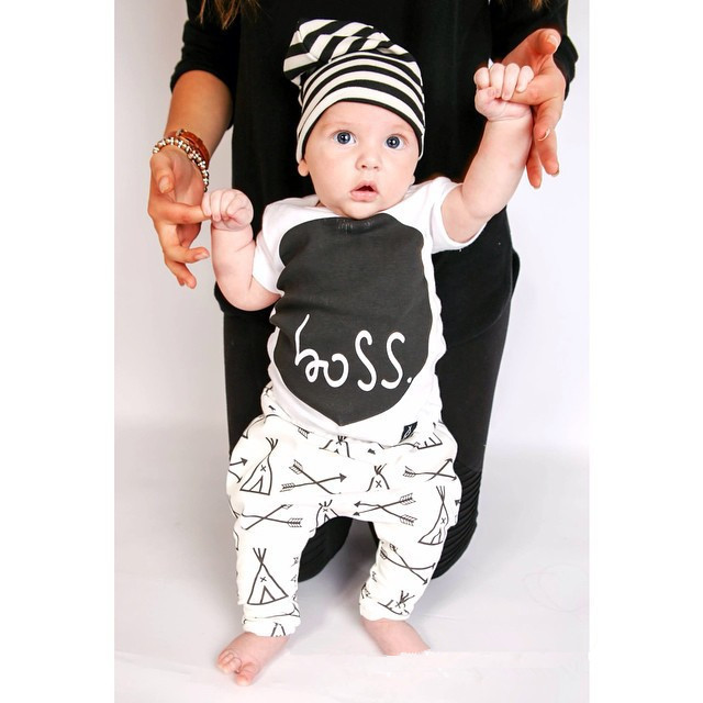 Baby Boy Fashion Clothes
 2018 Fashion kis suit baby clothing set letter boss short