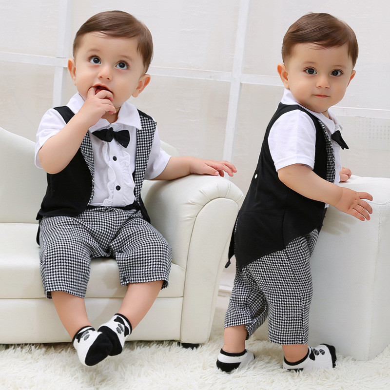 Baby Boys Party Clothes
 Cotton Newborn Baby Boy Rompers Short Sleeve Baby Boys