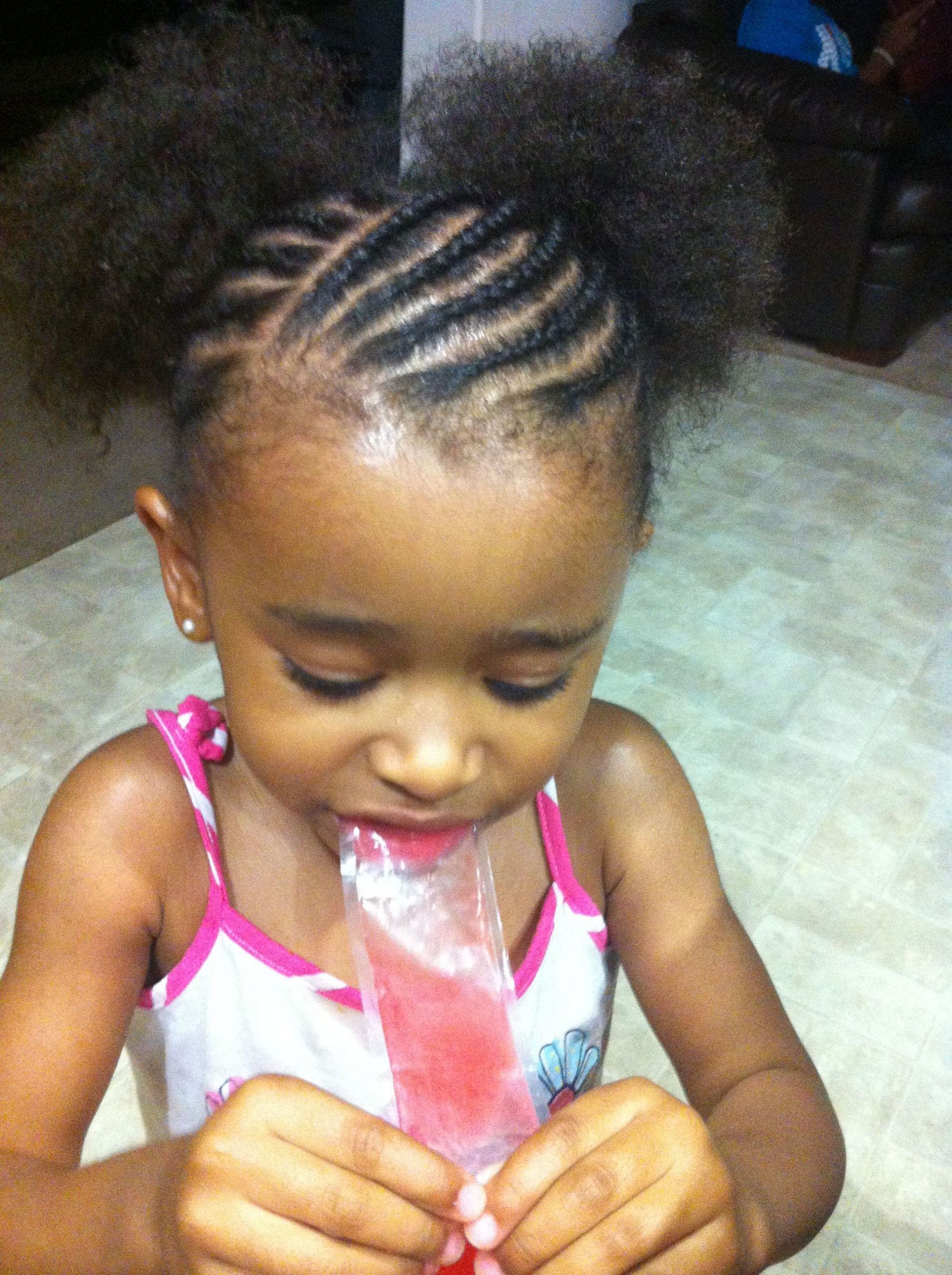 Baby Braids Hairstyle
 Cornrows and puffs Looks quick and easy