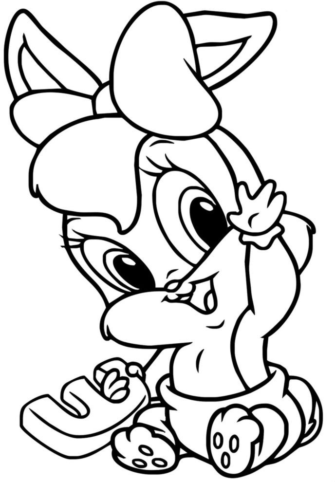 Baby Bunny Coloring Page
 baby looney tunes Google Search Illustrate