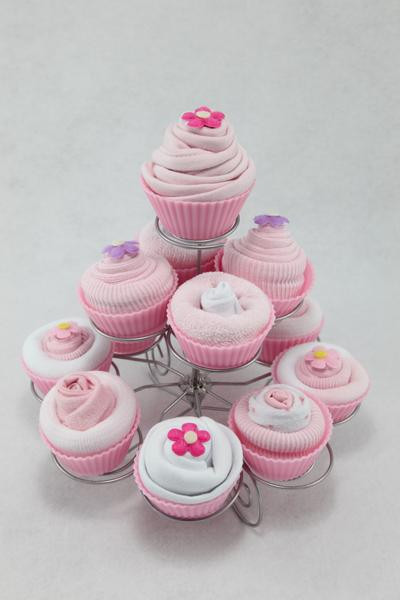 Baby Clothes Cupcakes
 Baby Clothes Cupcakes with Cake Stand Available in Blue