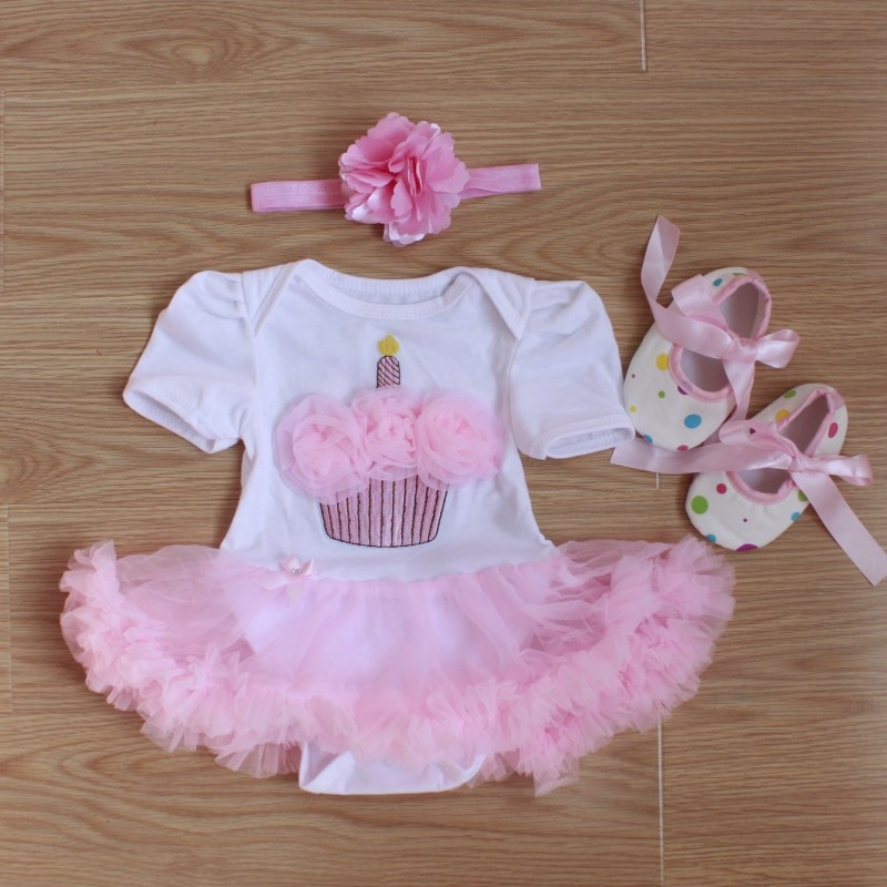 Baby Clothes Cupcakes
 Baby Rompers 3PCs Infant Clothing Set Baby Girls White