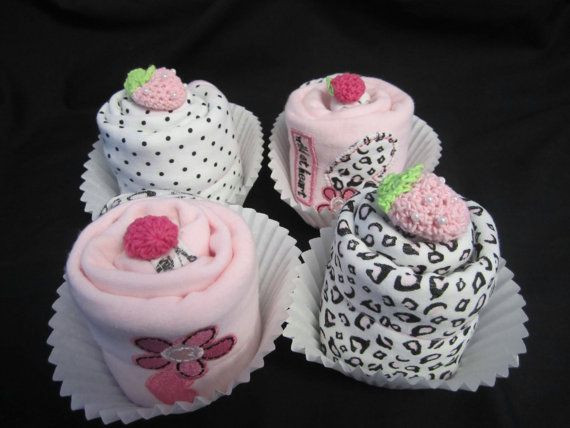 Baby Clothes Cupcakes
 esies in cupcake form Cute for a girl baby shower