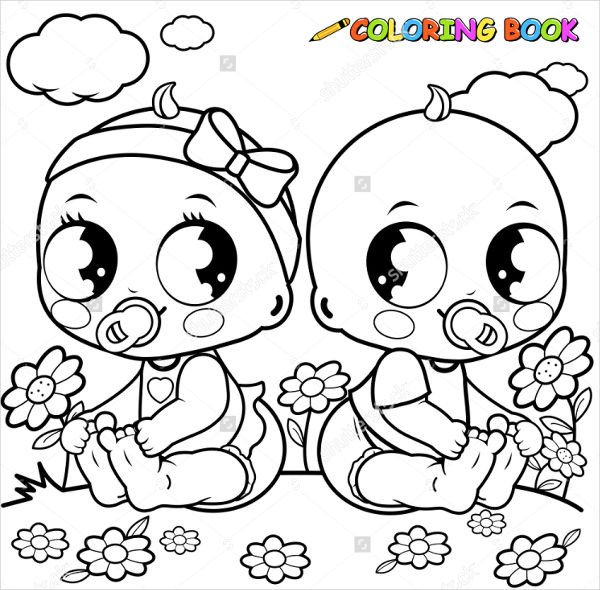 Baby Coloring Sheet
 9 Baby Girl Coloring Pages JPG AI Illustrator Download