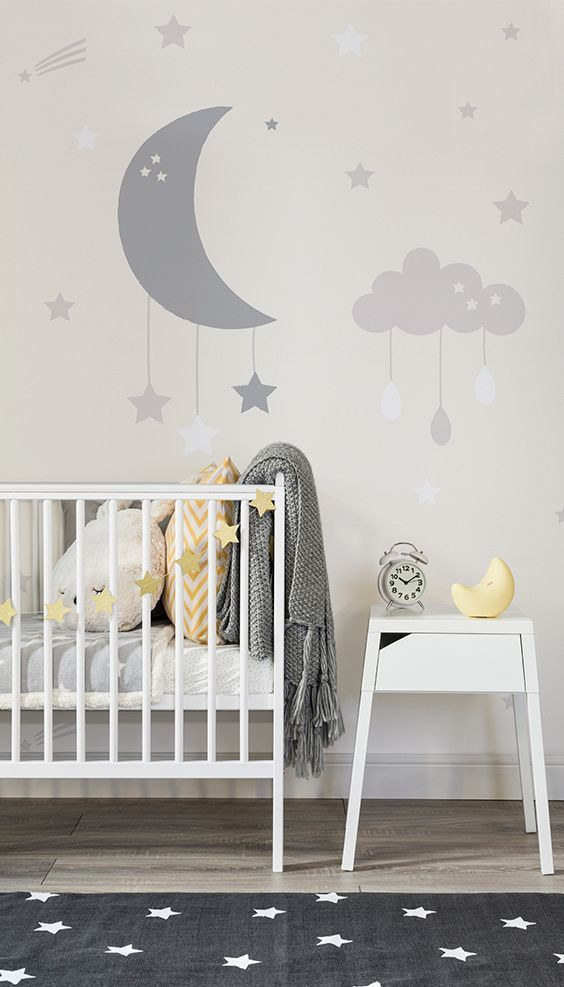 Baby Decor Room Ideas
 Baby Clouds and Moon Wall Mural