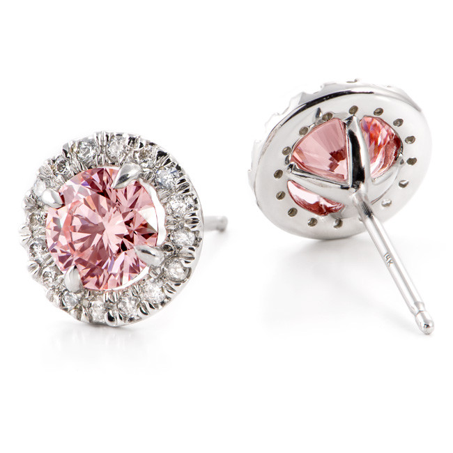 Baby Diamond Earrings
 Angela Betteridge Fancy Intense Baby Pink Created Diamond