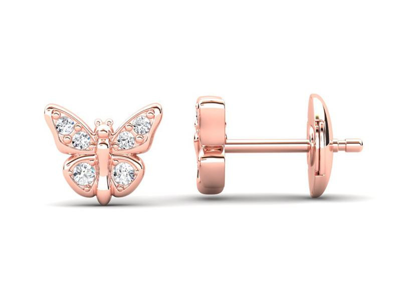 Baby Diamond Earrings
 Lady Butterfly Gold and Diamond Earrings for Little Girls