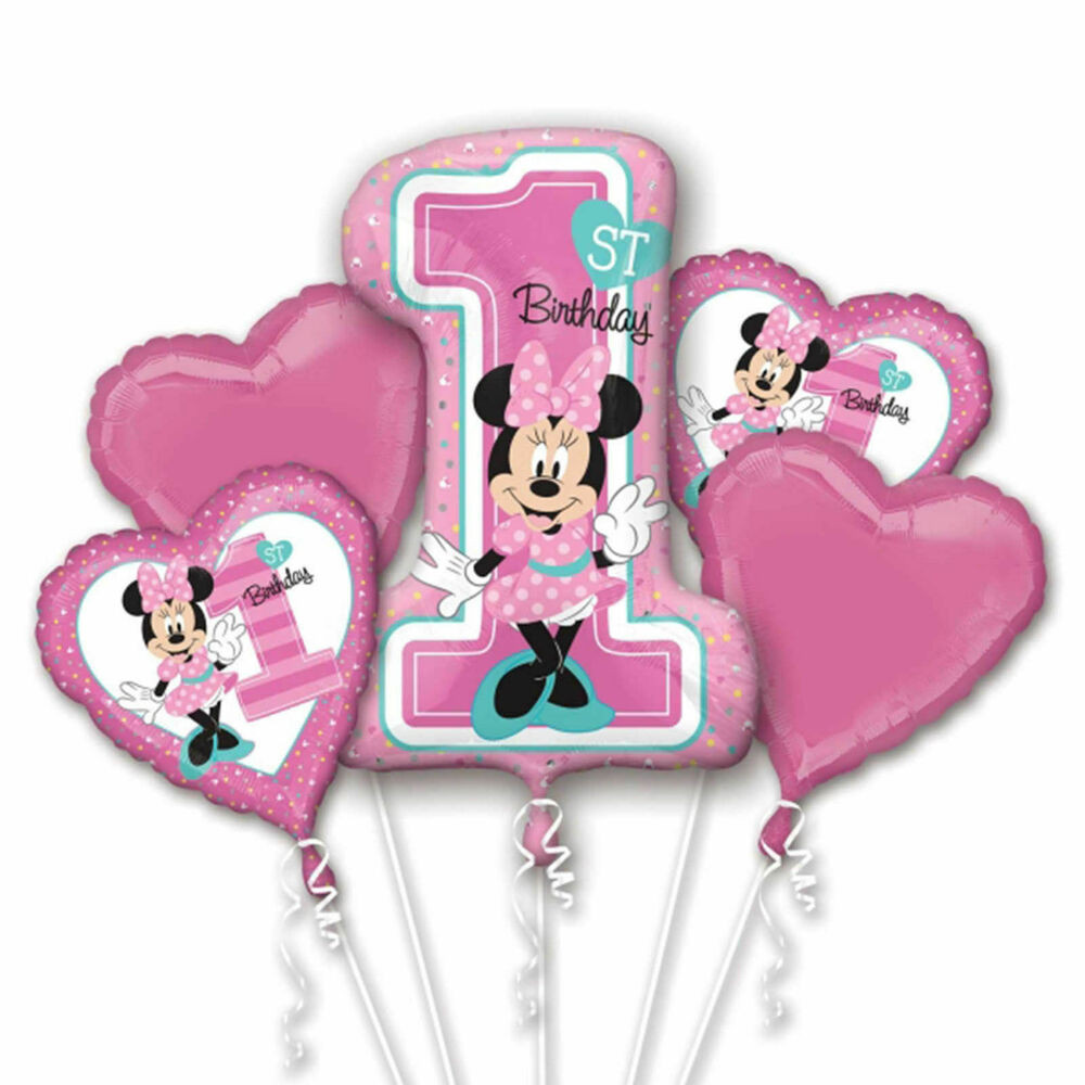 Baby Disney Party Supplies
 Disney Baby Minnie Mouse 1st Birthday Balloon Bouquet