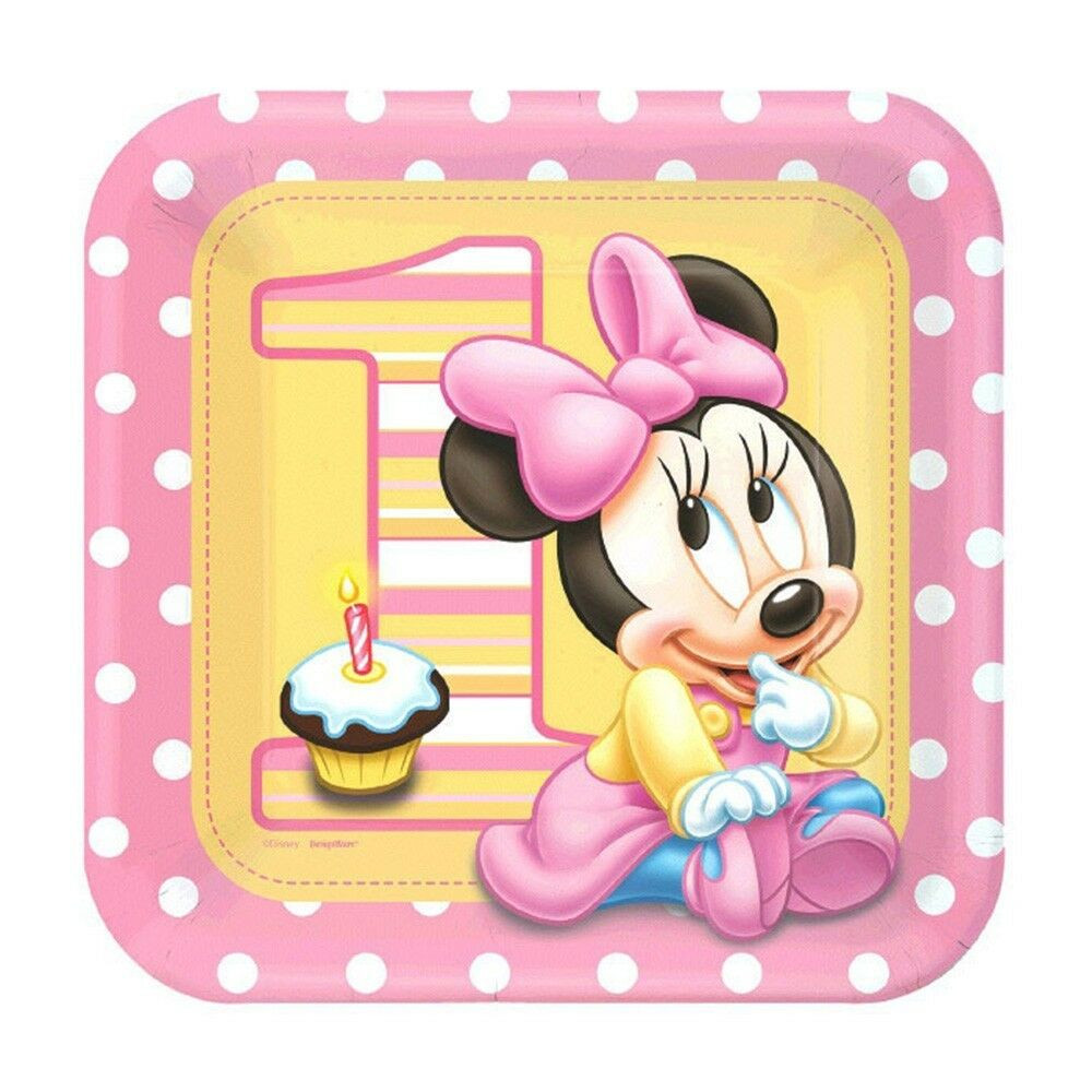 Baby Disney Party Supplies
 8 Disney Baby Minnie Mouse 1st Birthday Party 9in Square