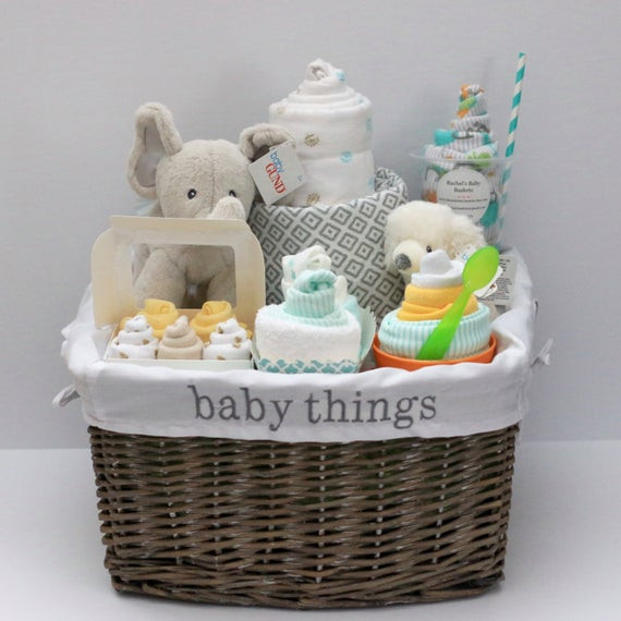 Baby Gift Basket Idea
 Gender Neutral Baby Gift Basket Baby Shower Gift Unique Baby