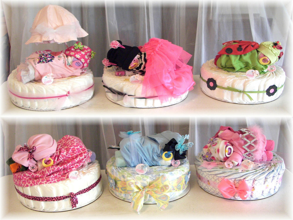 Baby Gift Ideas For Girls
 Baby Shower Girl Diaper Baby & Cake Custom "YOU PICK" Name
