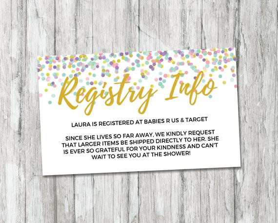 Baby Gift Registries
 Rainbow Baby Shower Gift Registry Card Registry Info Card