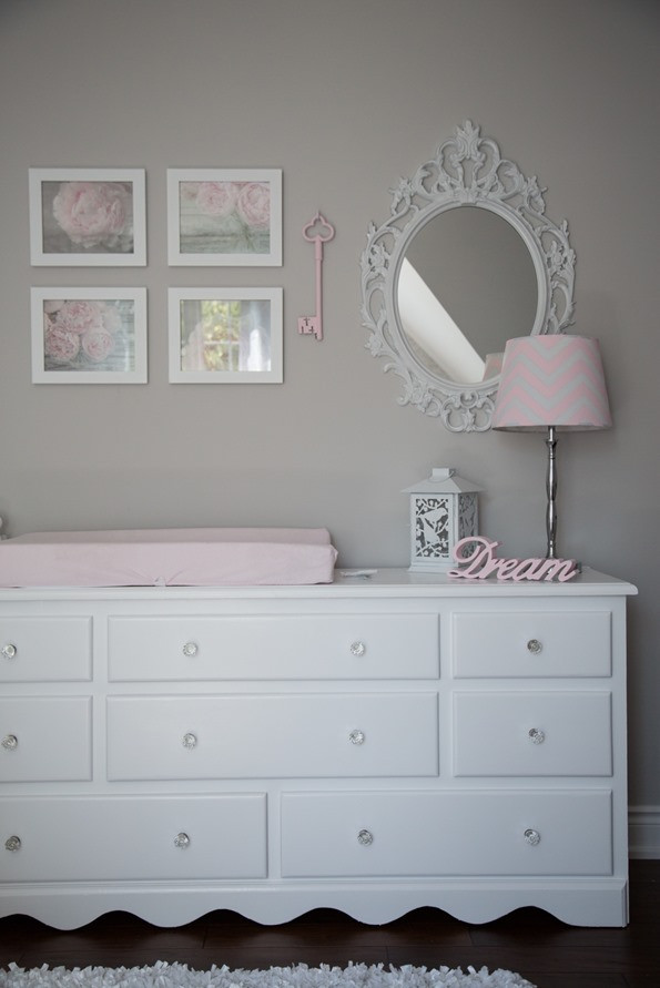 Baby Girl Dresser Ideas
 Pink and Gray Baby Girl Nursery Tour — Oh She Glows