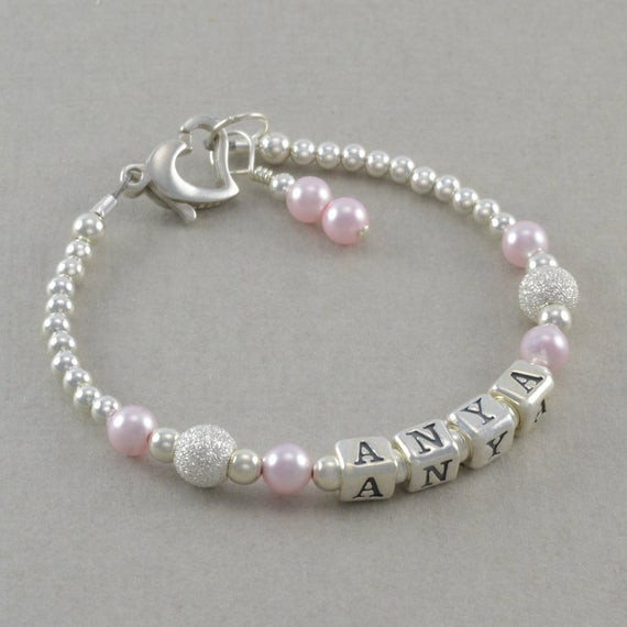 Baby Girl Necklace
 Baby Girl Gift Baby Name Bracelet Sterling by