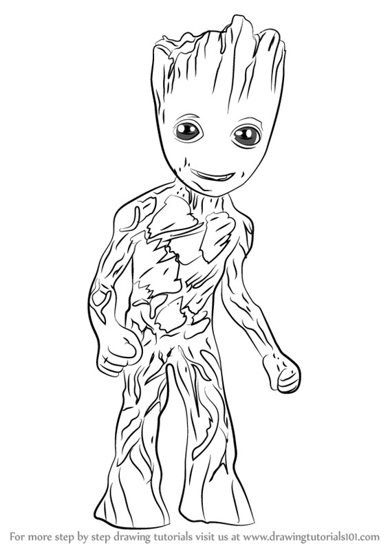 Baby Groot Coloring Pages
 Learn How to Draw Baby Groot Marvel ics Step by Step