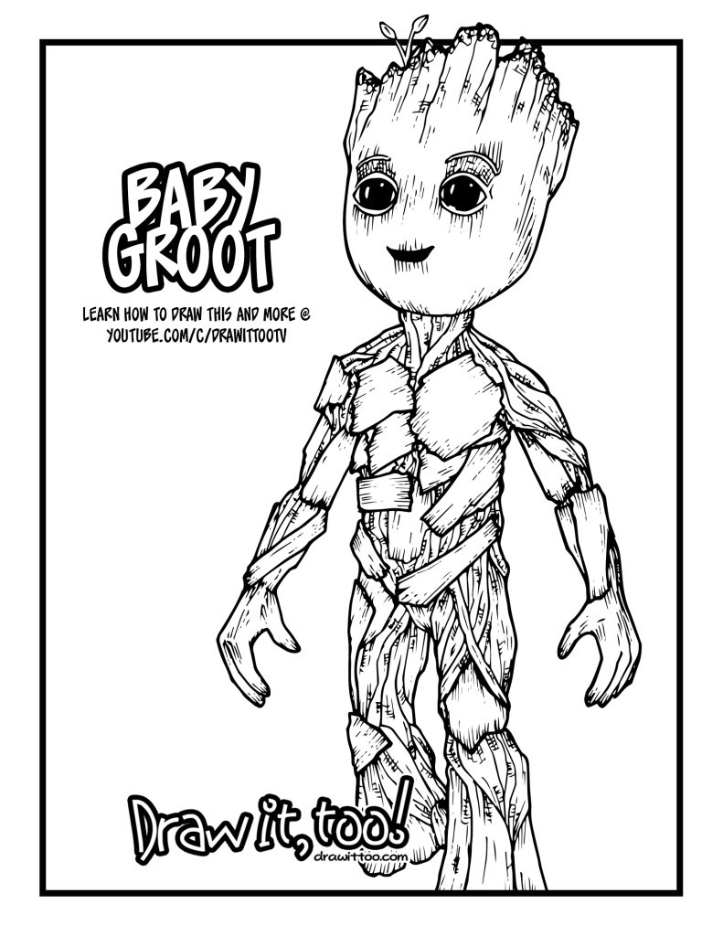 Baby Groot Coloring Pages
 Baby Groot Guardians of the Galaxy Vol 2 Drawing