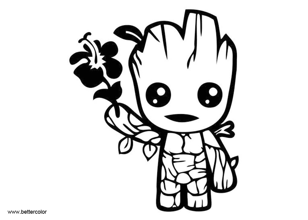 Baby Groot Coloring Pages
 Cute Baby Groot Coloring Pages from Guardians of the