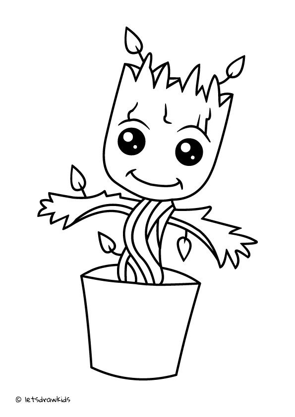 Baby Groot Coloring Pages
 Coloring page for kids Baby Groot letsdrawkids
