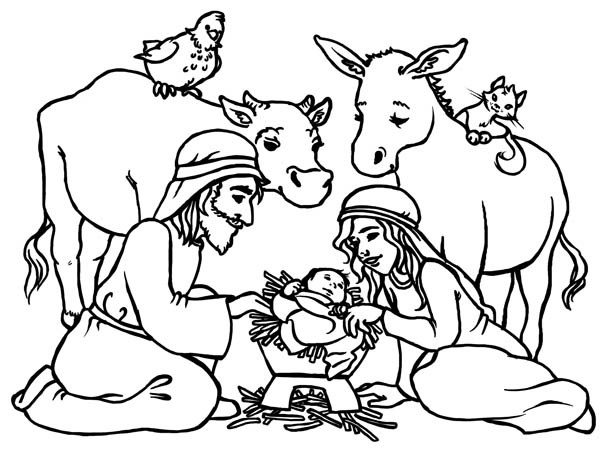 Baby Jesus Coloring Page
 Baby Jesus in a Manger in Nativity Coloring Page