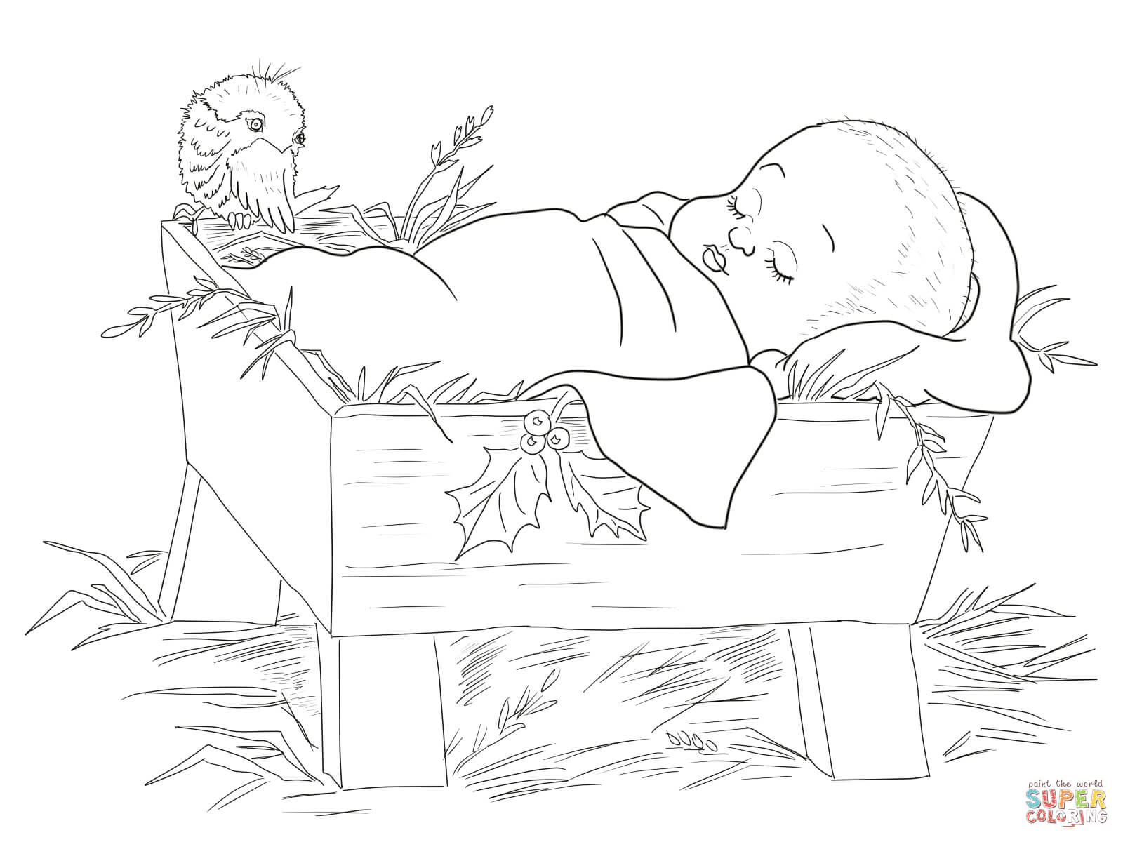 Baby Jesus Coloring Page
 Baby Jesus in a Manger coloring page
