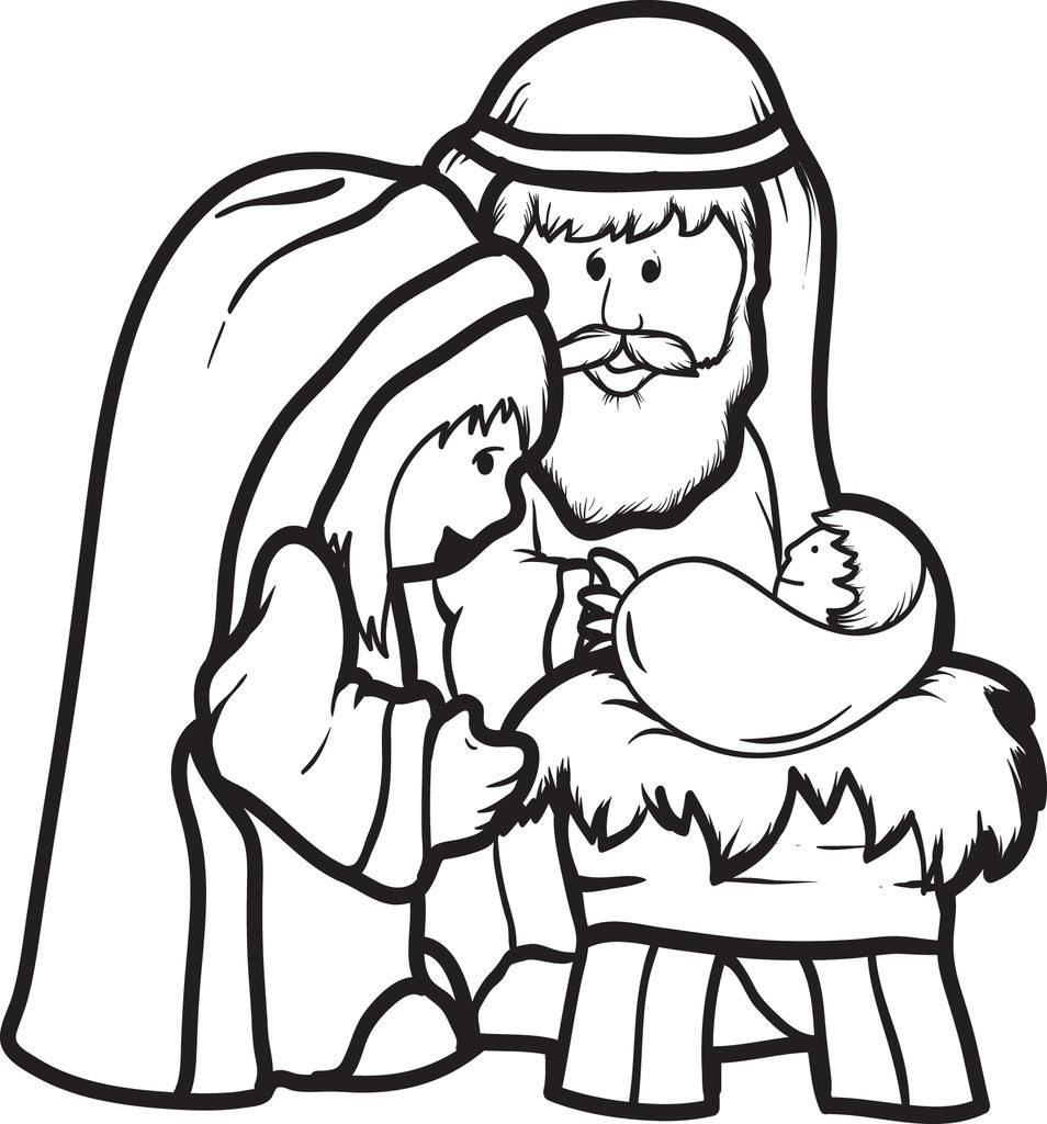 Baby Jesus Coloring Page
 FREE Printable Mary Joseph & Baby Jesus Coloring Page