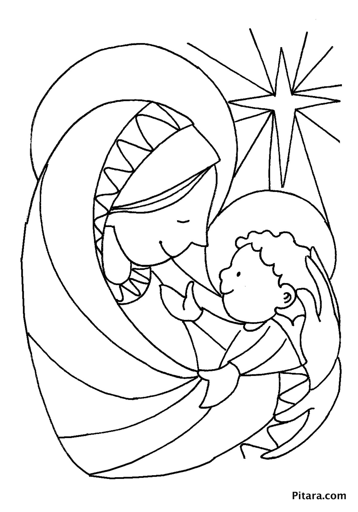 Baby Jesus Coloring Page
 Mary & baby Jesus – Coloring page
